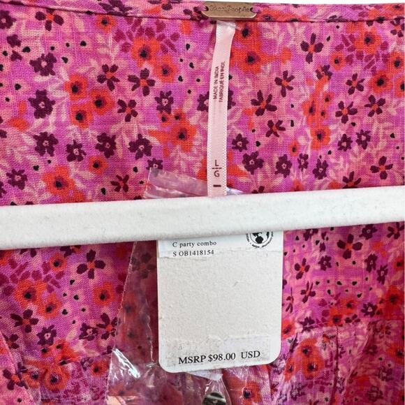 NWT Free People I Found You Print Blouse in Party Combo - Picture 7 of 15